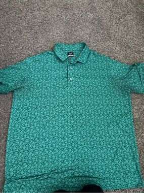 Deolax Men's Teal Floral Polo Shirt - XXL